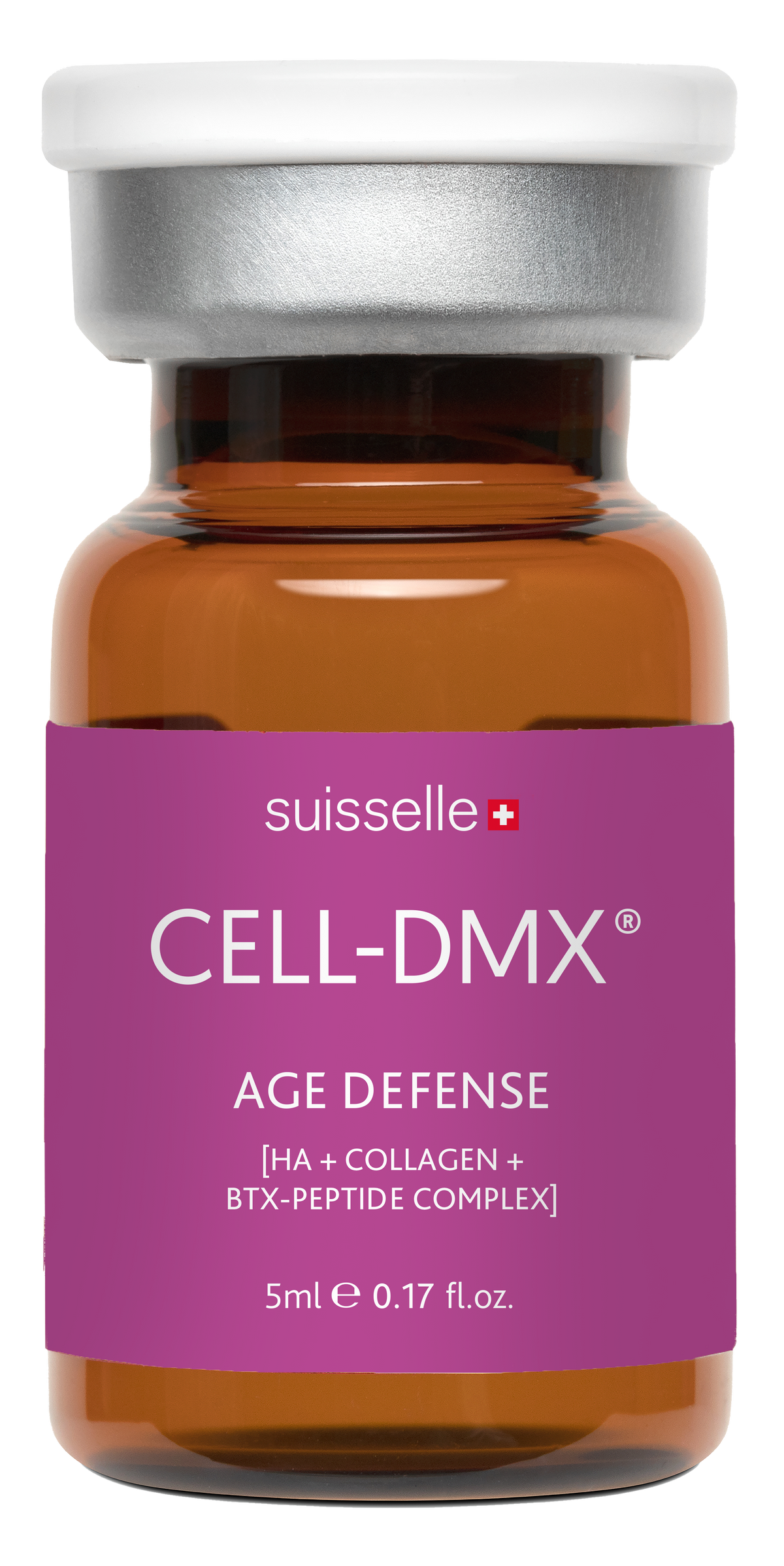 Suisselle CELL-DMX AGE DEFENSE – einzelne 5-ml-Glasampulle mit magentafarbenem Etikett